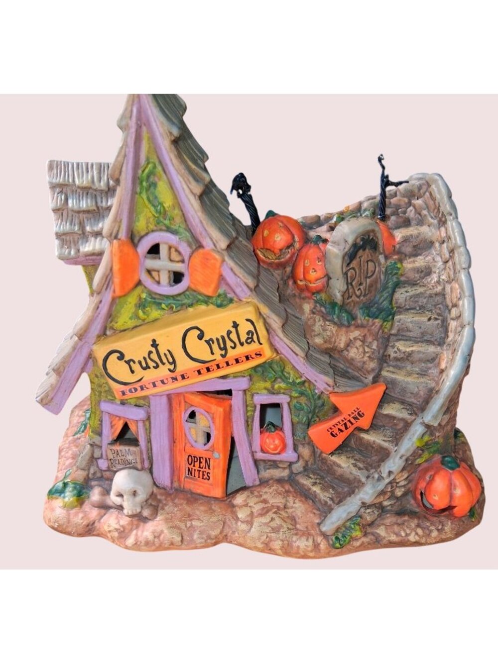 Crusty Crystal Fortune Teller Halloween Village House Decoration With Lights & P